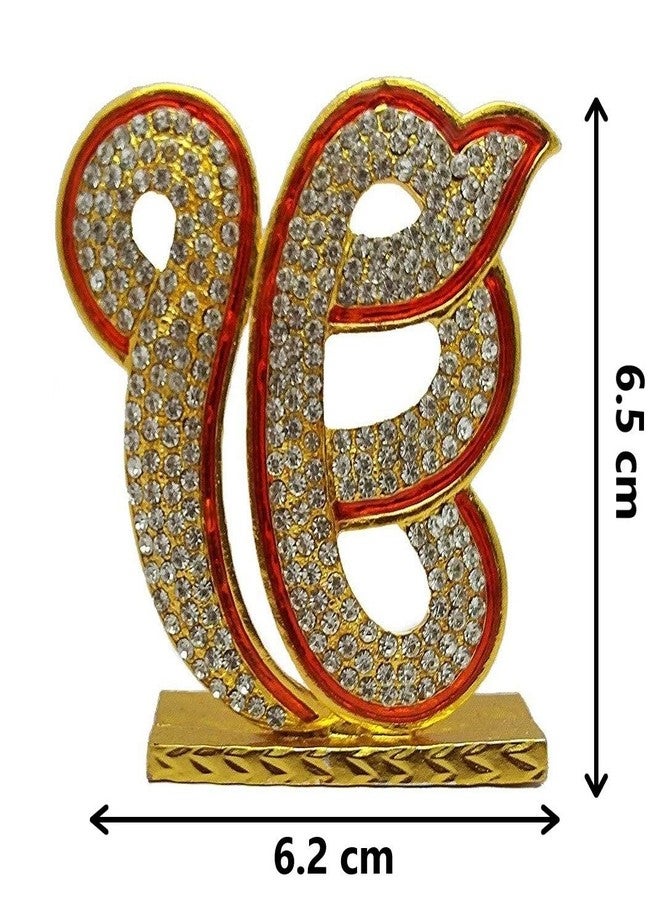 GCT Sikh Religious Symbol EK Onkar Idol IK Onkar Idol (B-35) Red Gold Metal Statue for Home Décor Car Dashboard Mandir Pooja Murti Temple Puja Office Table Showpiece - Image 2